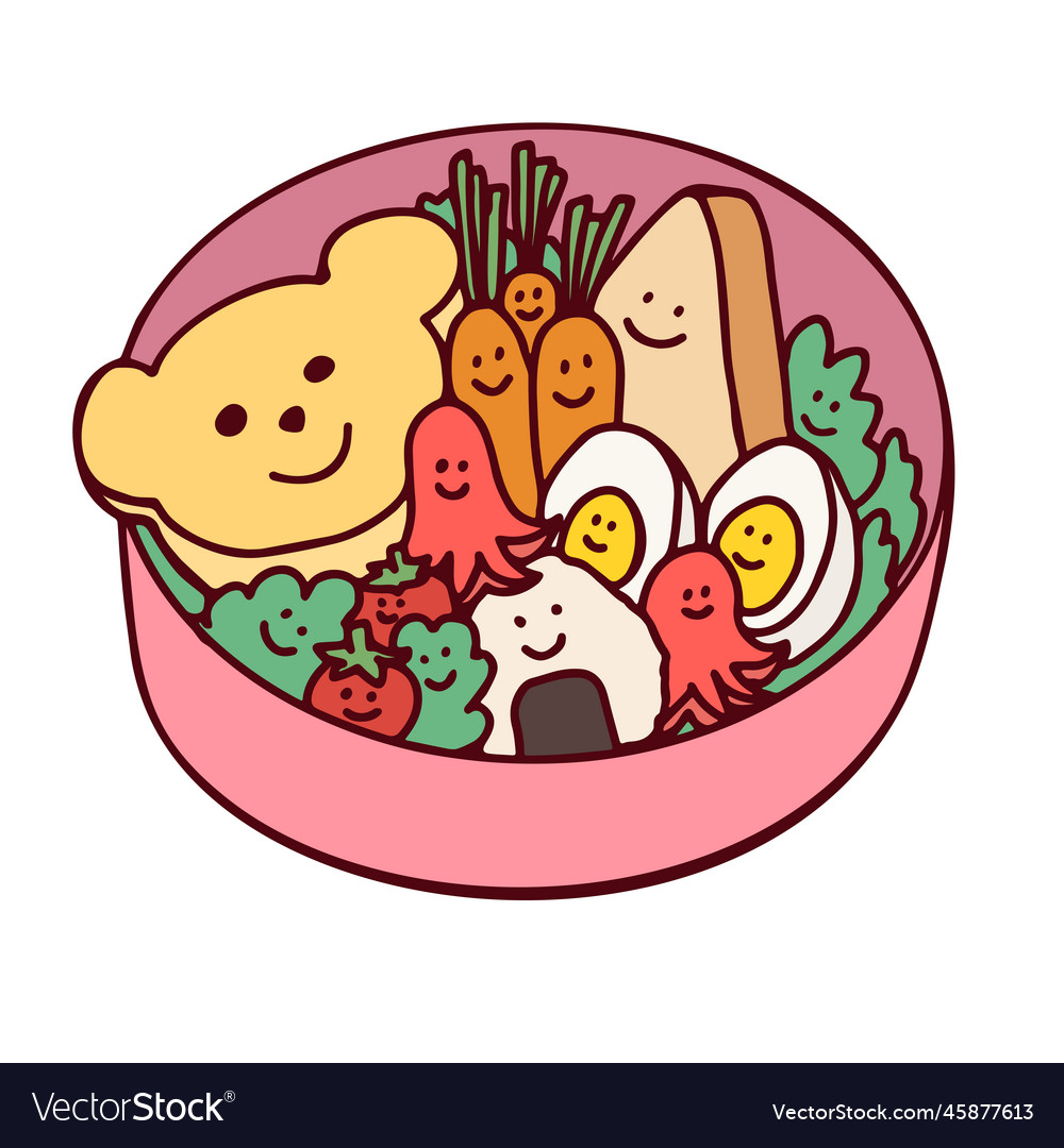 Cute Japanese Lunch In Box Royalty Free Vector Image cute-japanese-lunch-in-box-royalty-free-vector-image