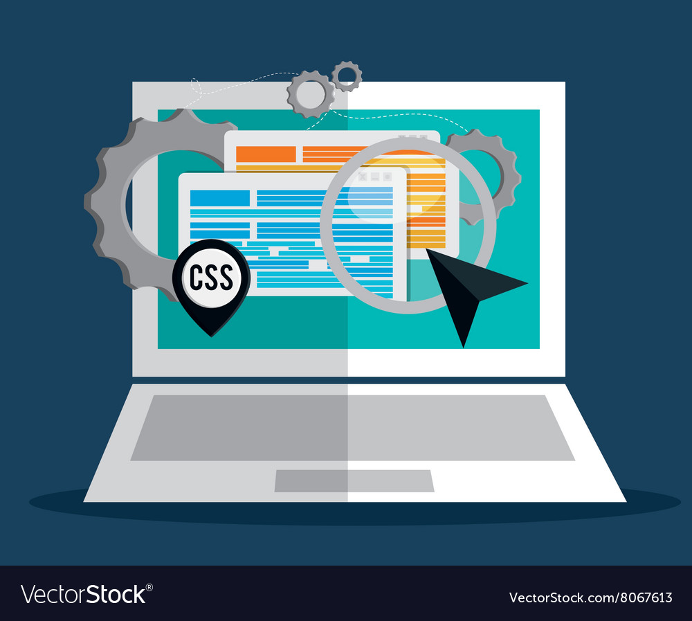 Development with gadget design laptop with icons Vector Image