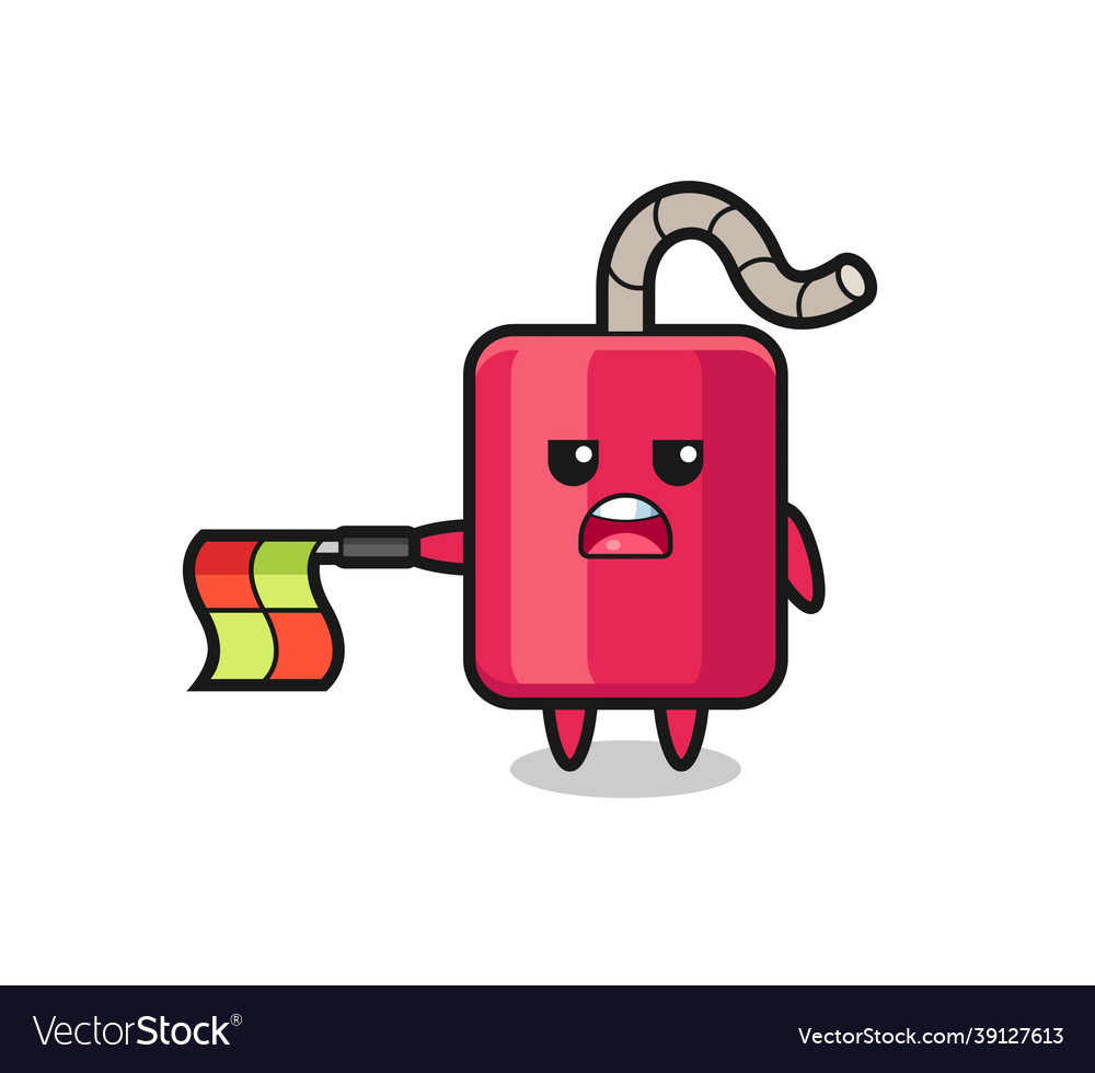 Dynamite character as line judge hold the flag Vector Image Dynamite character as line judge hold the flag