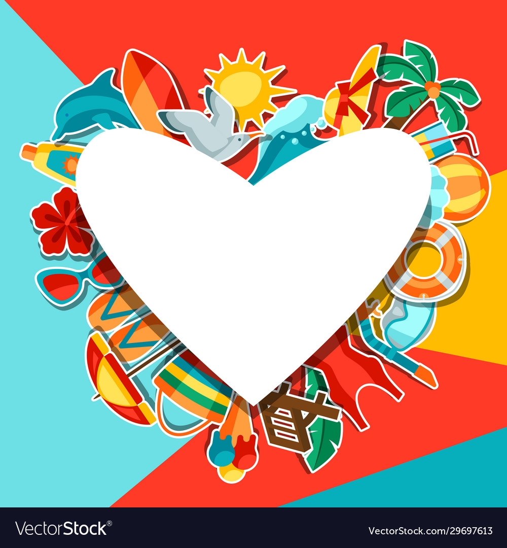 Frame with summer and beach objects Vector Image Frame with summer and beach objects