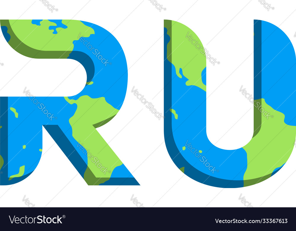Initial ru logo design with world map style