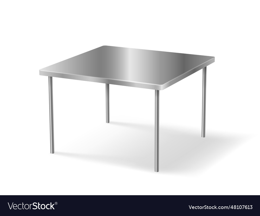 Realistic metal table 3d object rectangular