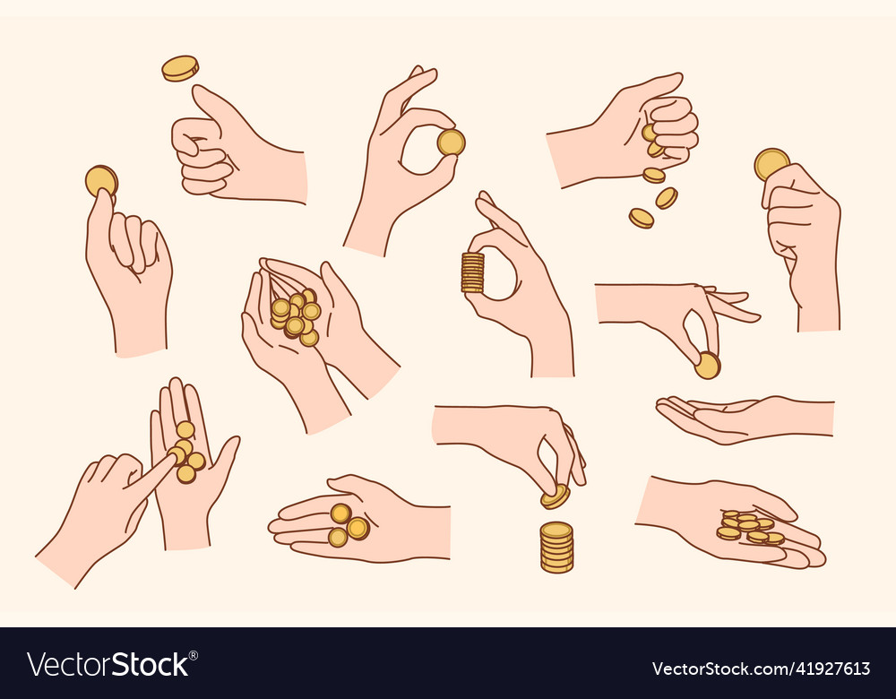 Se of person with handful coins