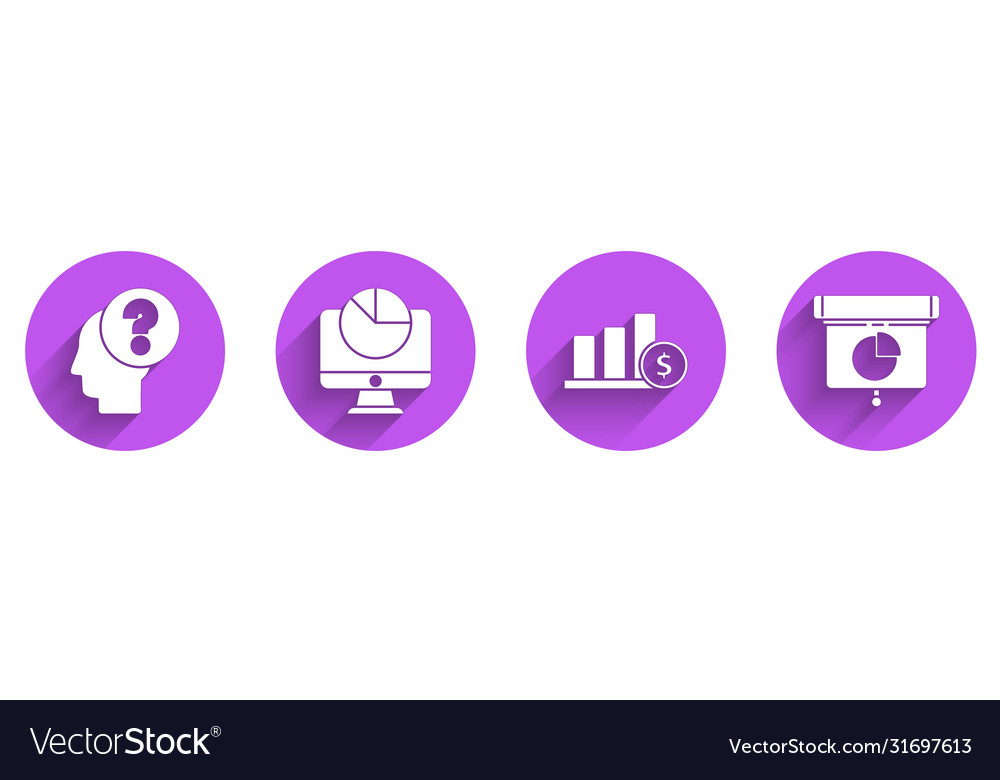 Set human head with question mark computer vector image Set human head with question mark computer