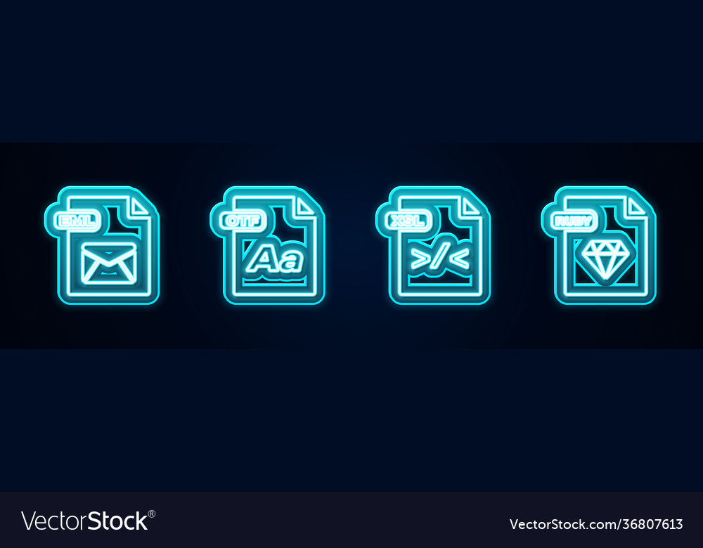 Set line eml file document otf xsl and ruby Vector Image Set line eml file document otf xsl and ruby