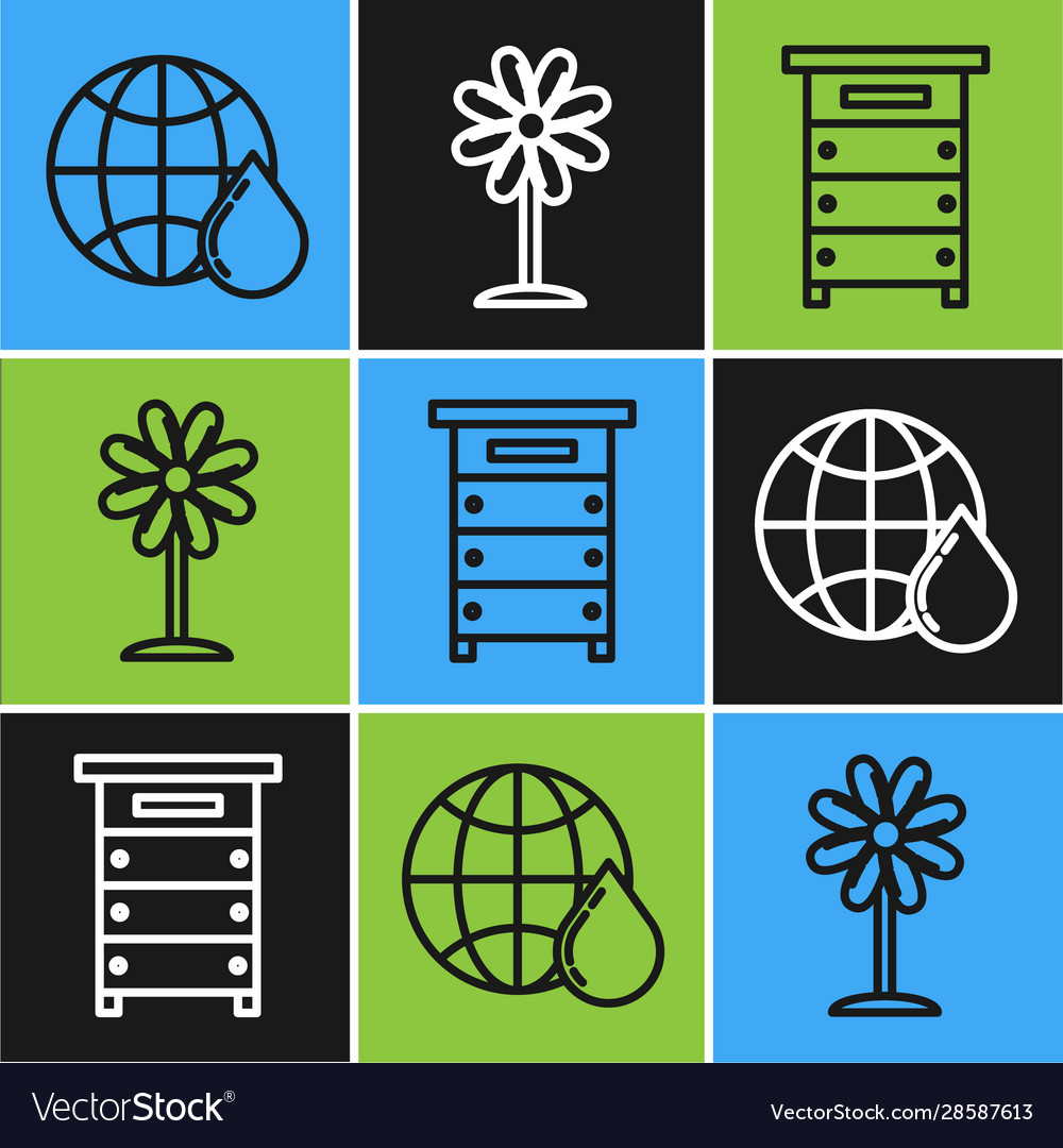 Set line map world hive for bees Vector Image