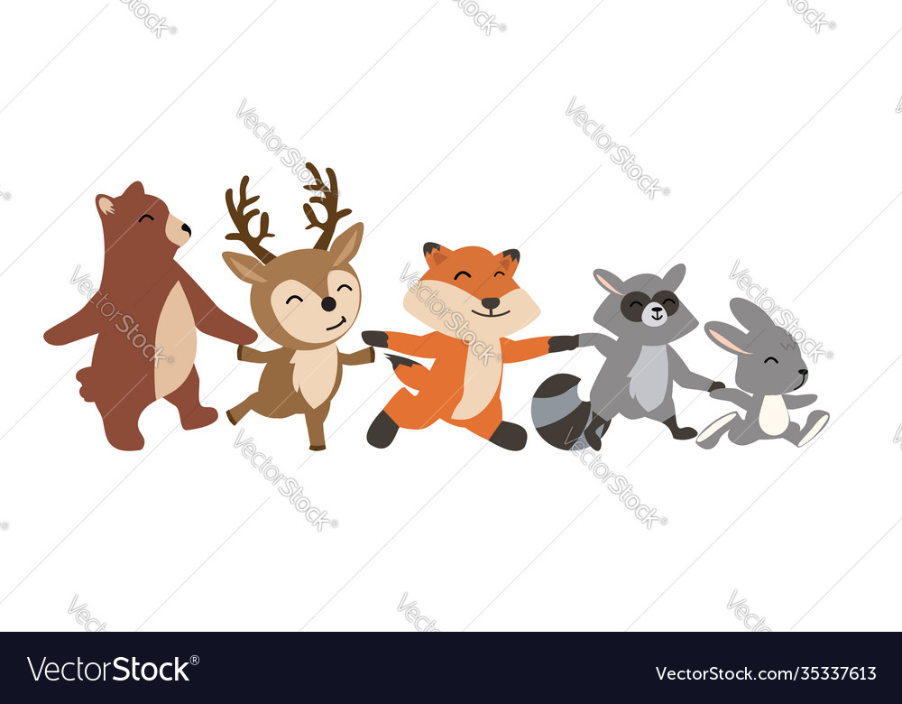 Setzen Sie Waldtiere fröhlich vector image Setzen Sie Waldtiere fröhlich