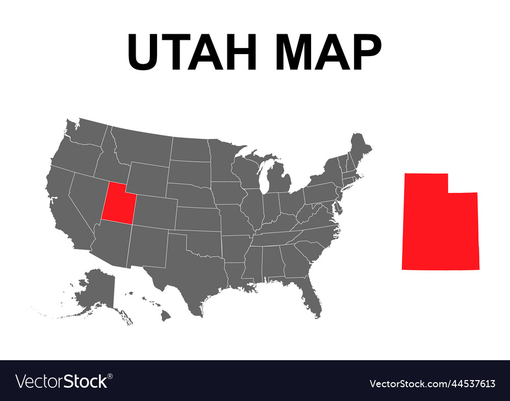 Utah map shape united states of - Utah Map Shape United States Of America Flat Vector 44537613