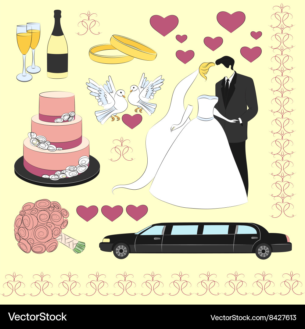 Wedding icon set Royalty Free Vector Image - VectorStock