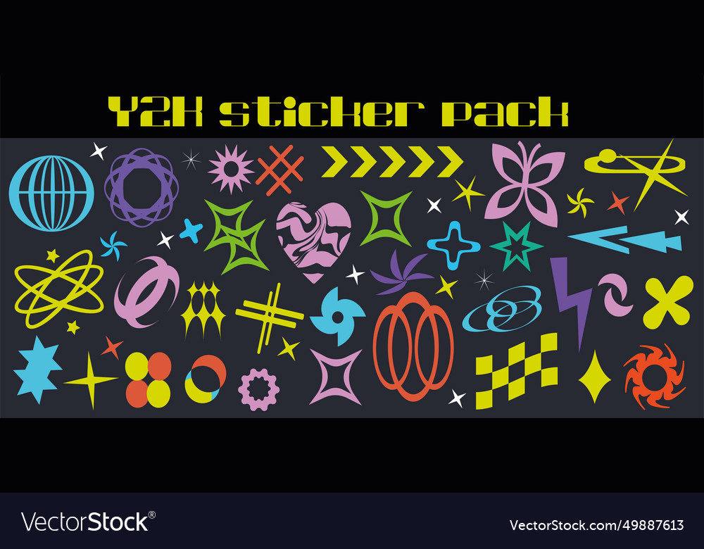 Y2k icon set retro futuristic elements for design