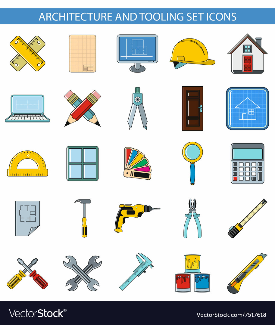 Architecture and tooling set icons