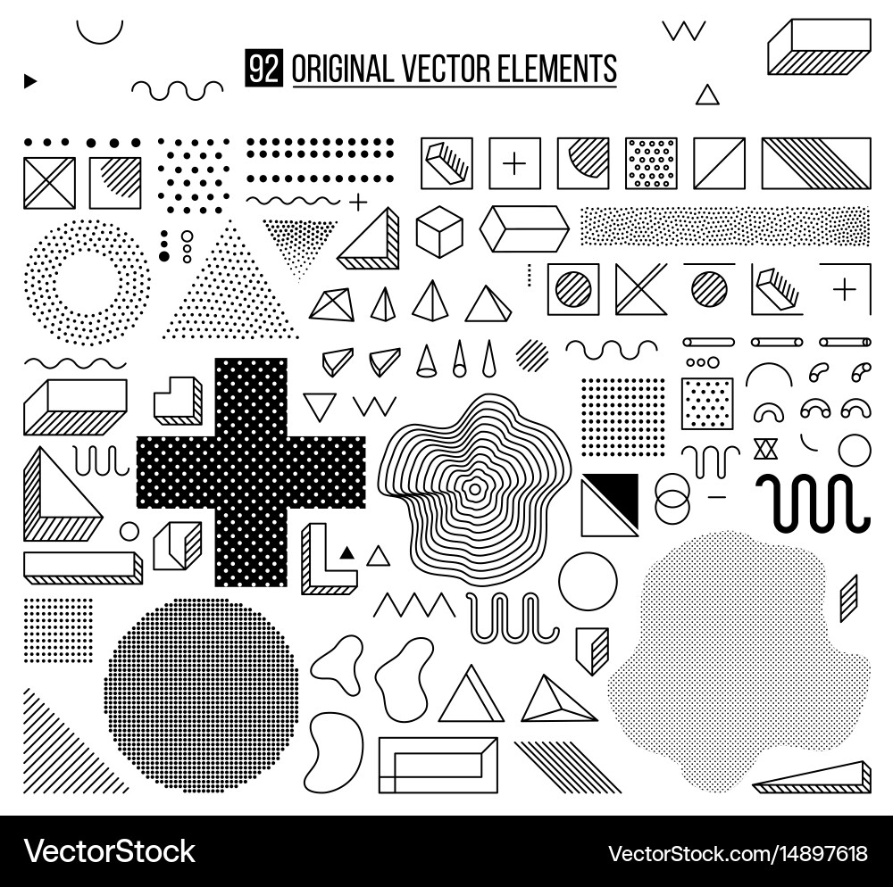 Black and white elements set Royalty Free Vector Image