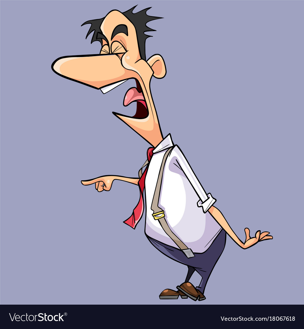 Cartoon enraged man in a tie shouting Royalty Free Vector