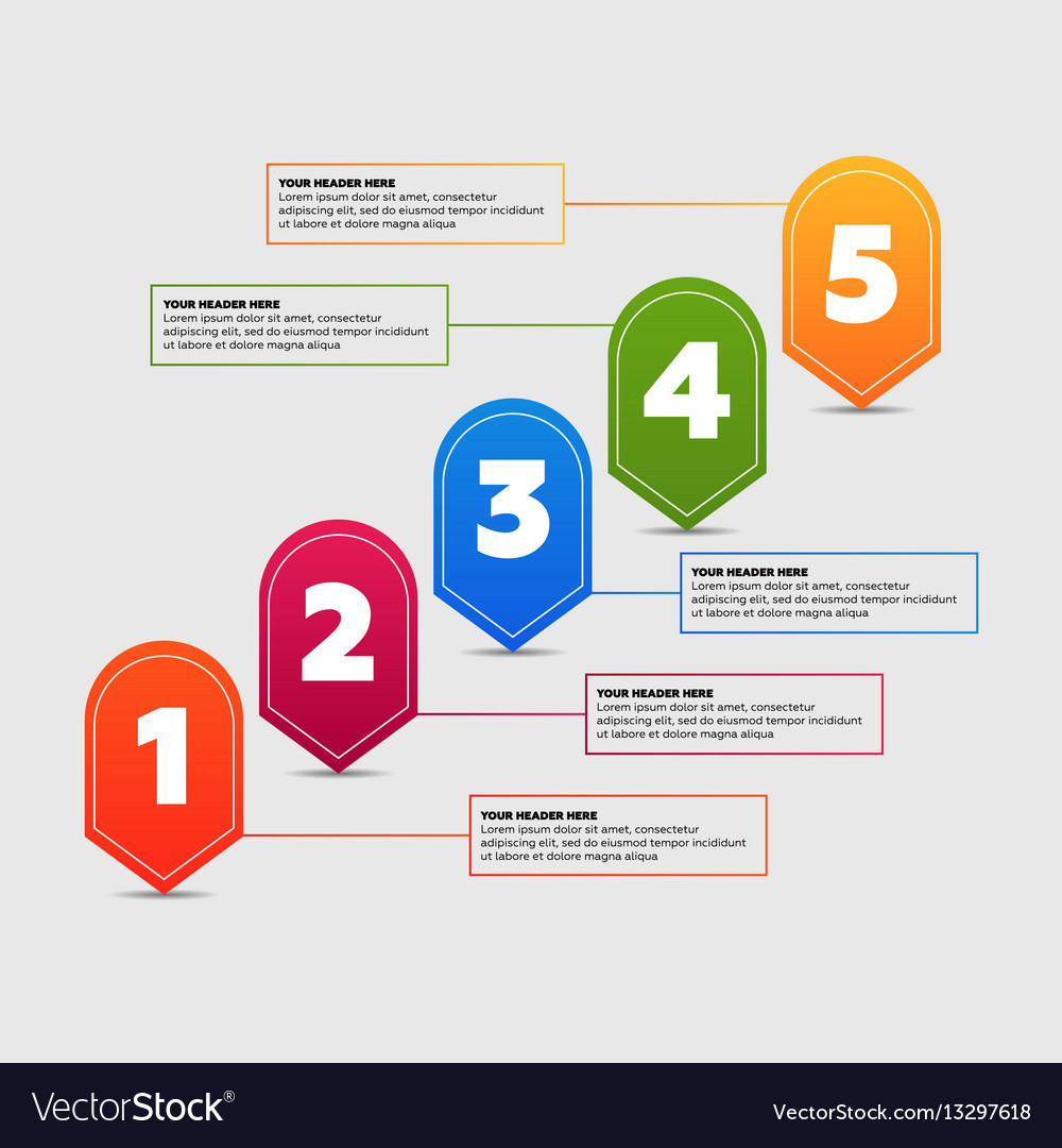 Infographics Elements Five Steps Process Vector Image 1505