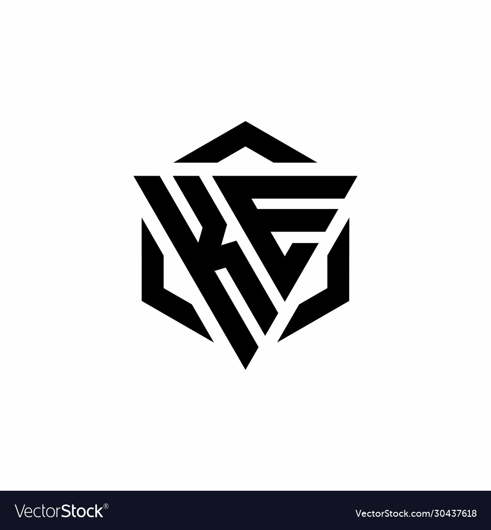 Ke logo monogram with triangle and hexagon modern Vector Image