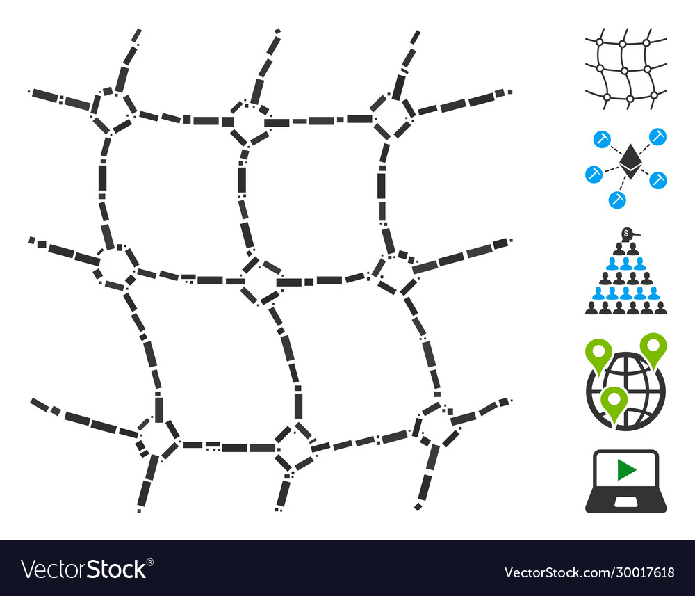 Rectangular collage mesh net vector image Rectangular collage mesh net