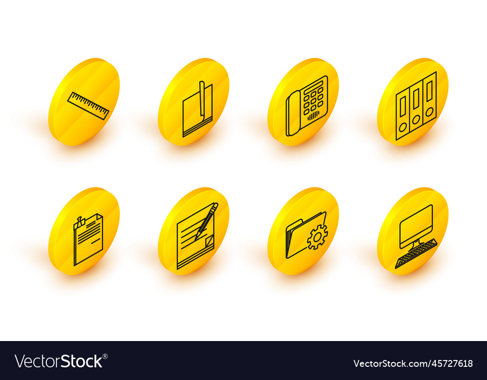 Set line computer monitor with keyboard folder vector image Set line computer monitor with keyboard folder