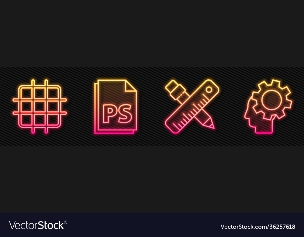 Set line crossed ruler and pencil grid graph vector image Set line crossed ruler and pencil grid graph