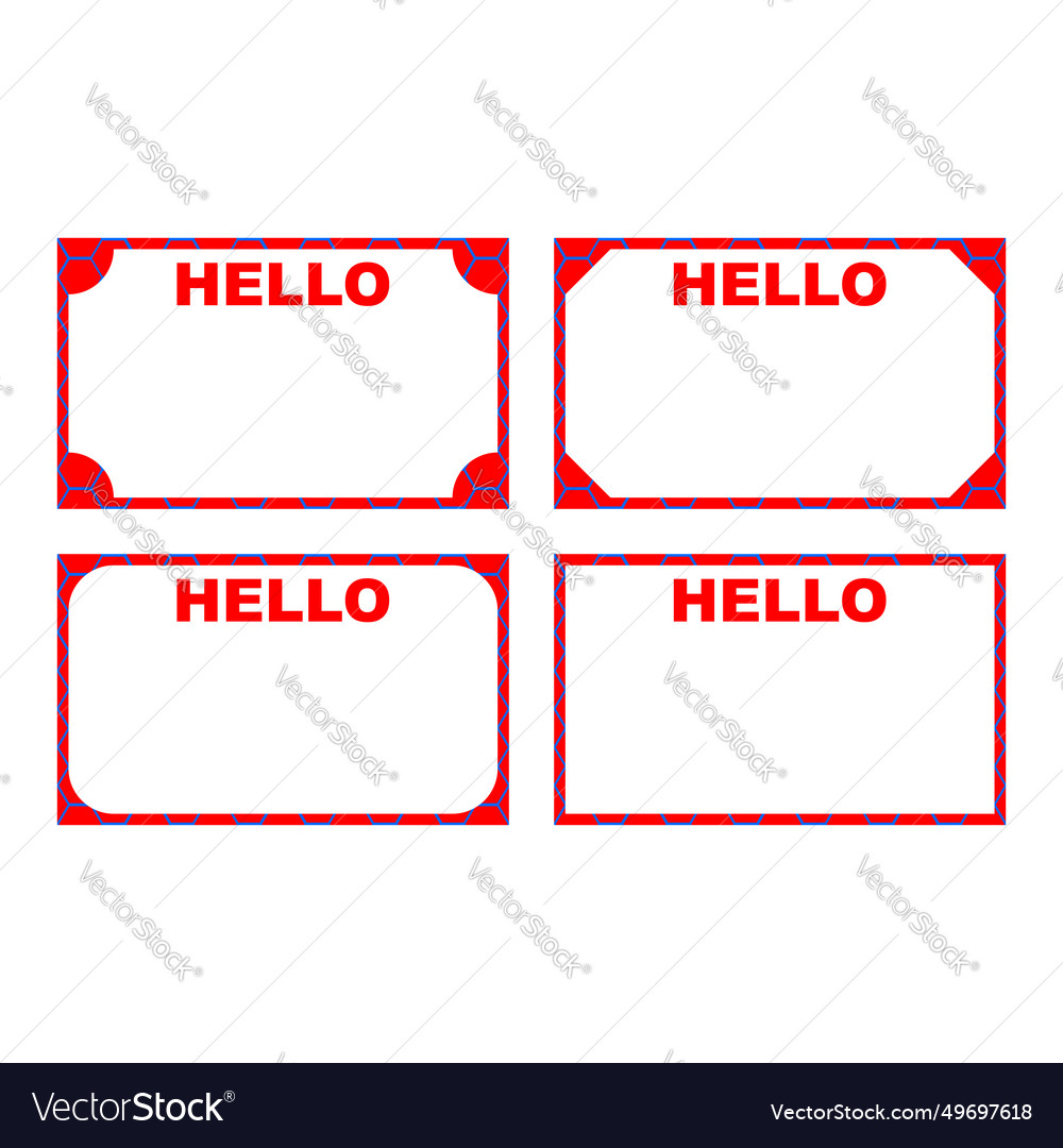 Set of four frames with the words hello vector image Set of four frames with the words hello