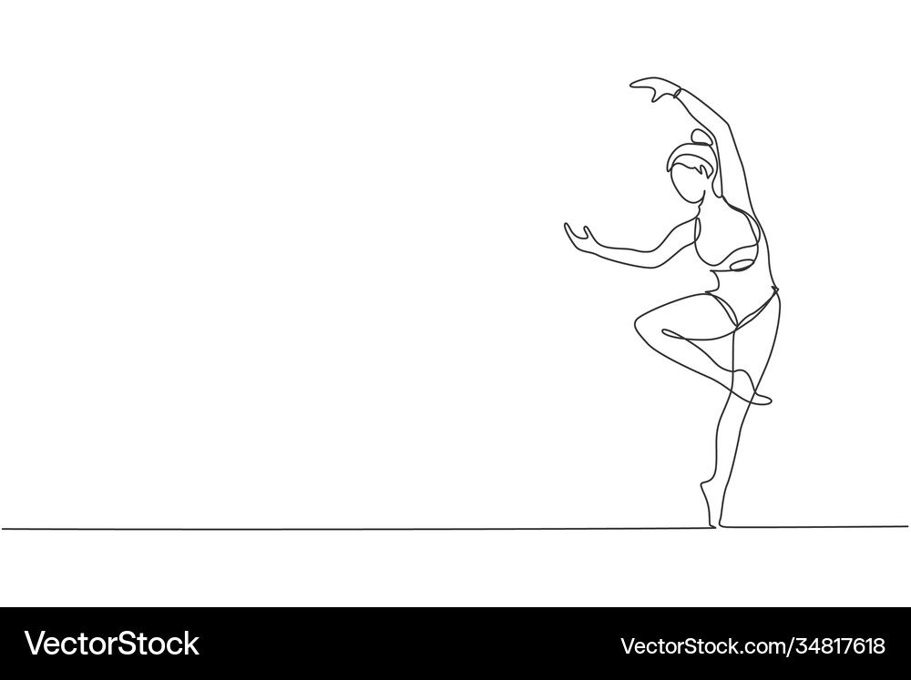 Single continuous line drawing young beauty Vector Image