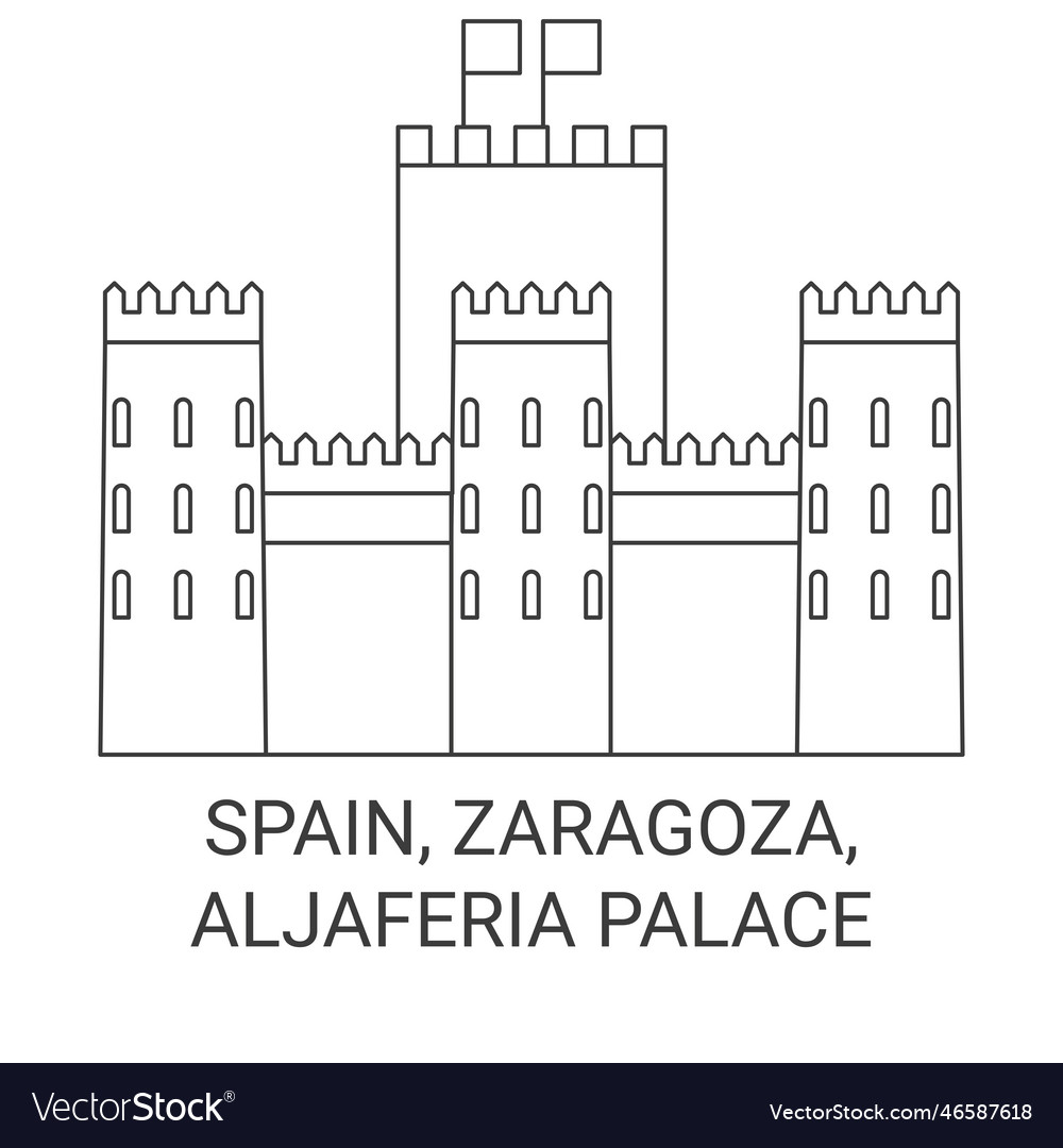 Spain zaragoza aljaferia palace travel landmark Vector Image