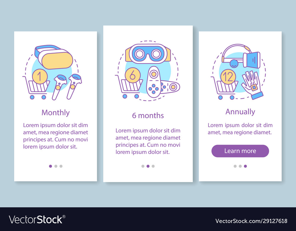 Vr game subscription onboarding mobile app page Vector Image Vr game subscription onboarding mobile app page