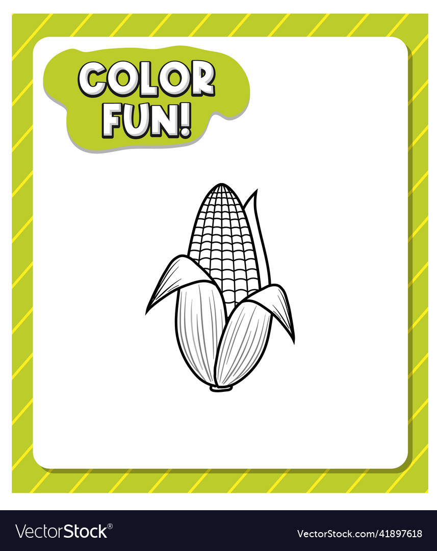 Worksheets template with color fun text and corn Vector Image Worksheets template with color fun text and corn