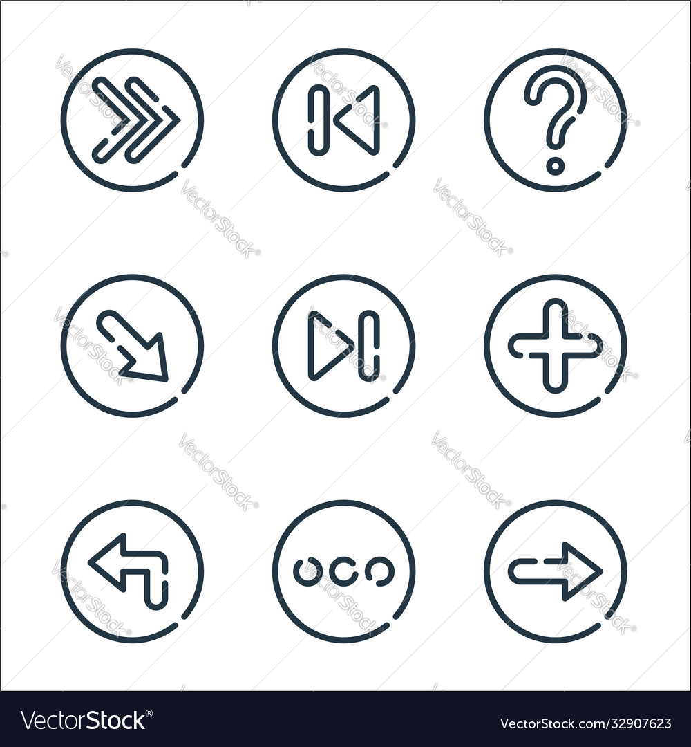 Arrow line icons linear set quality