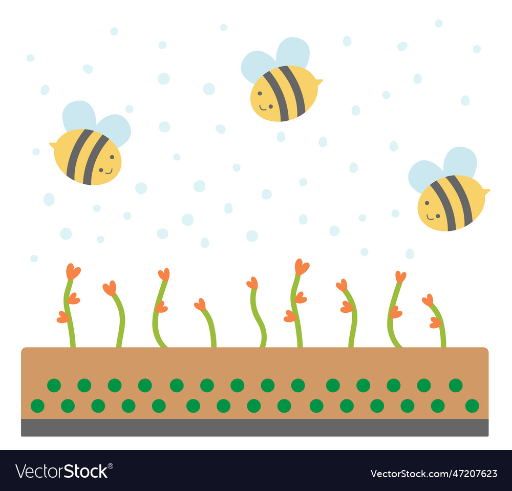 Bees flying over plants