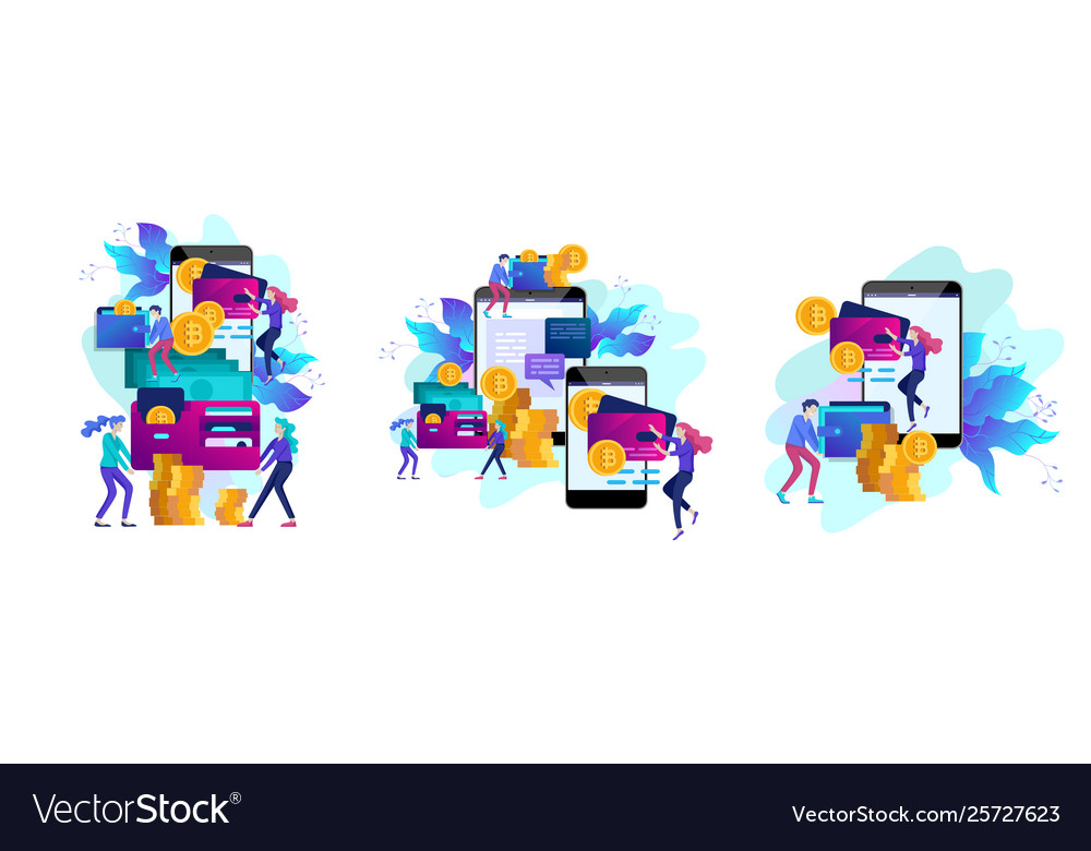 Cryptocurrency and blockchain composition vector image Cryptocurrency and blockchain composition