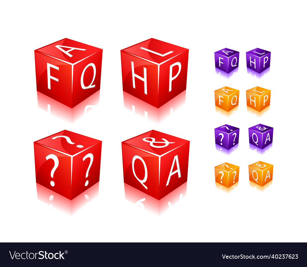 Faq and help cube icon Vector Image Faq and help cube icon
