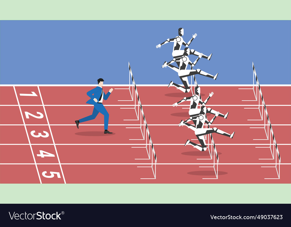 Faster robots jumping overcome obstacles Vector Image