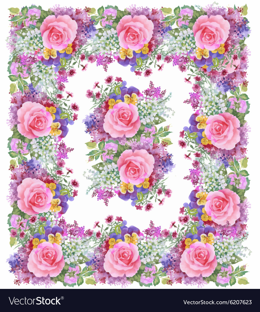 Flower watercolor wreath for beautiful design