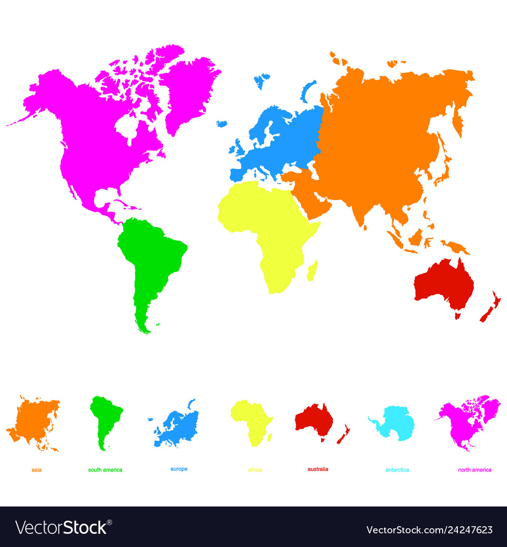 Icon with world map and continents Royalty Free Vector Image