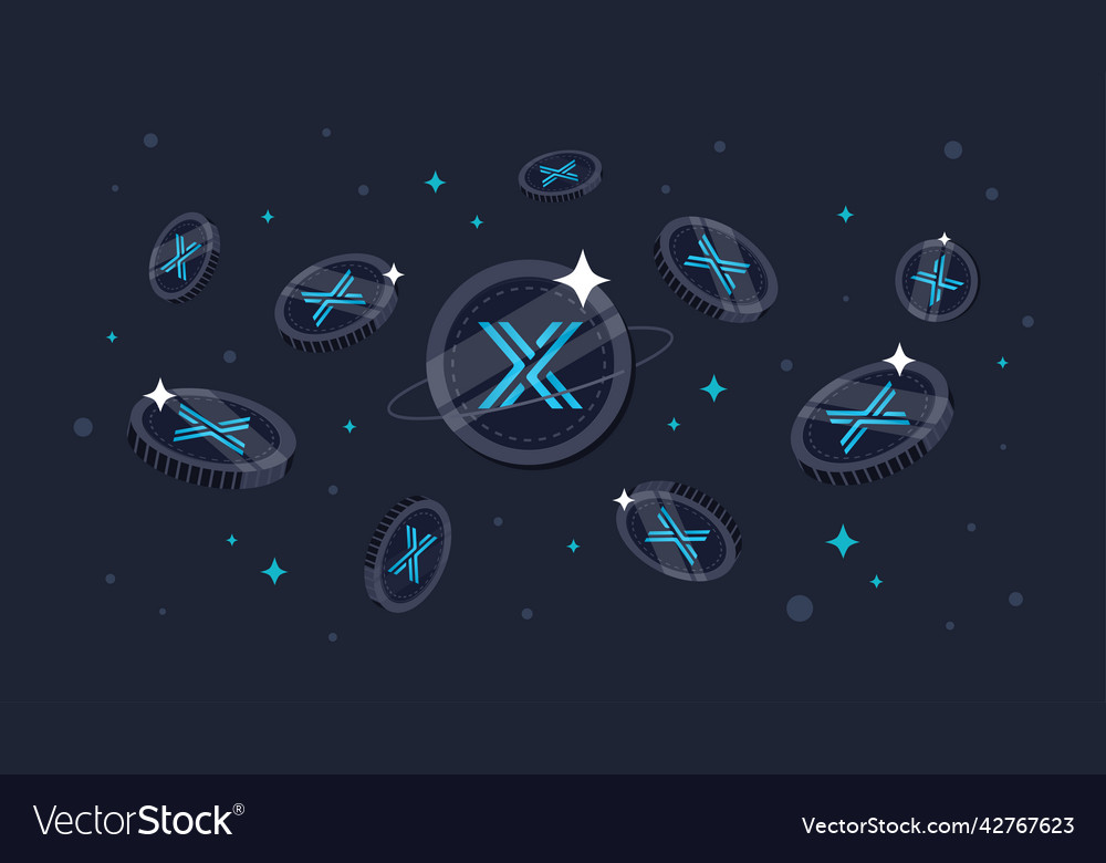 Immutable x imx coins falling from the sky vector image Immutable x imx coins falling from the sky
