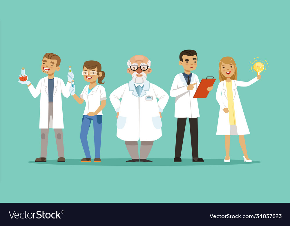 Laboratory team scientists or doctors Royalty Free Vector