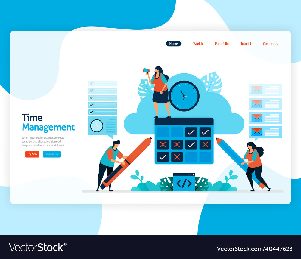 Landing page of time management and scheduling
