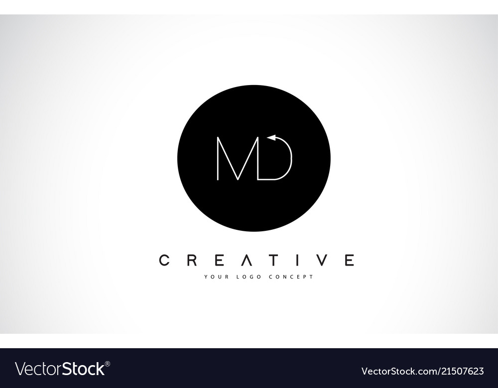 Md m d logo design with black and white creative