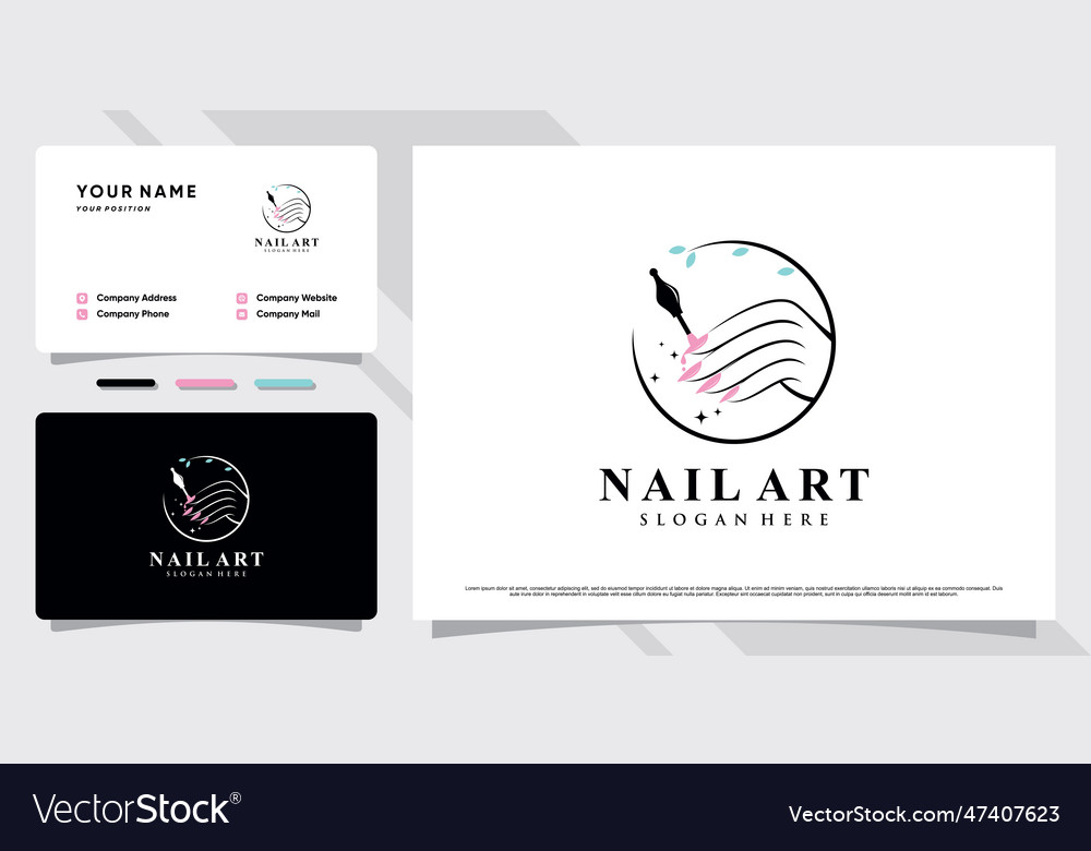 Nail art logo with creative element and business Vector Image