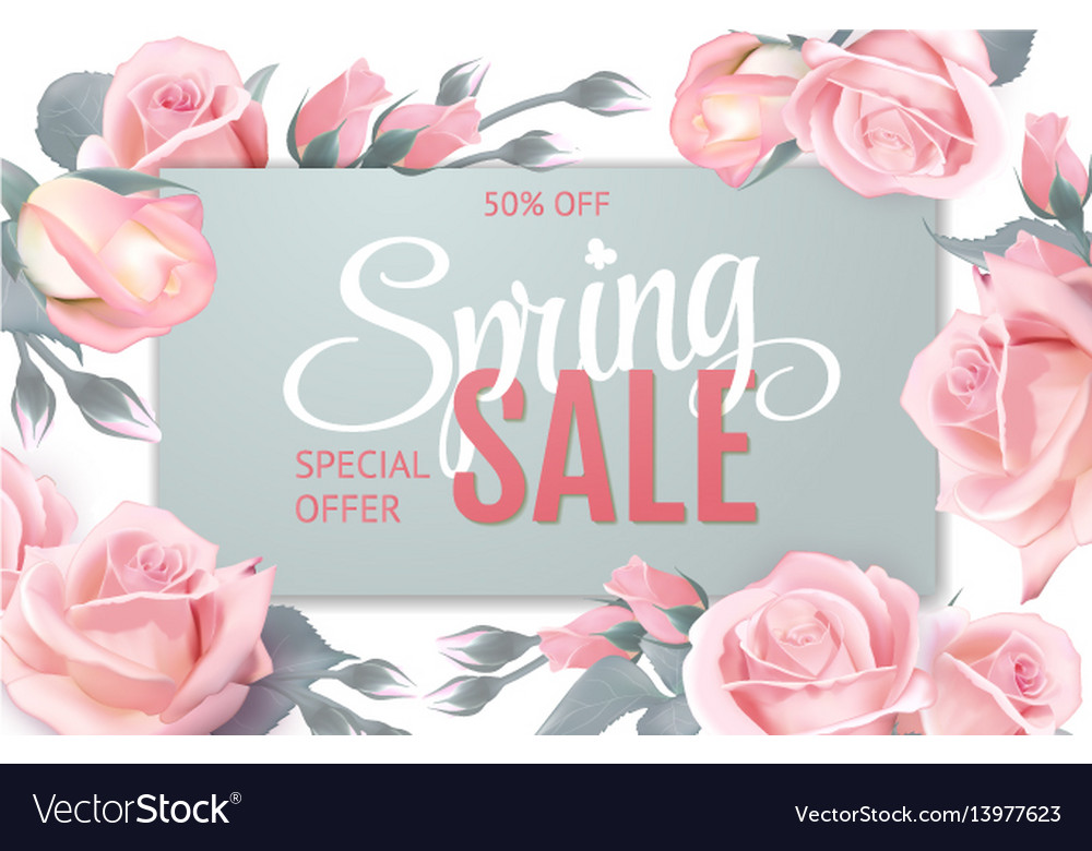 Pink soft floral background with frame and spring