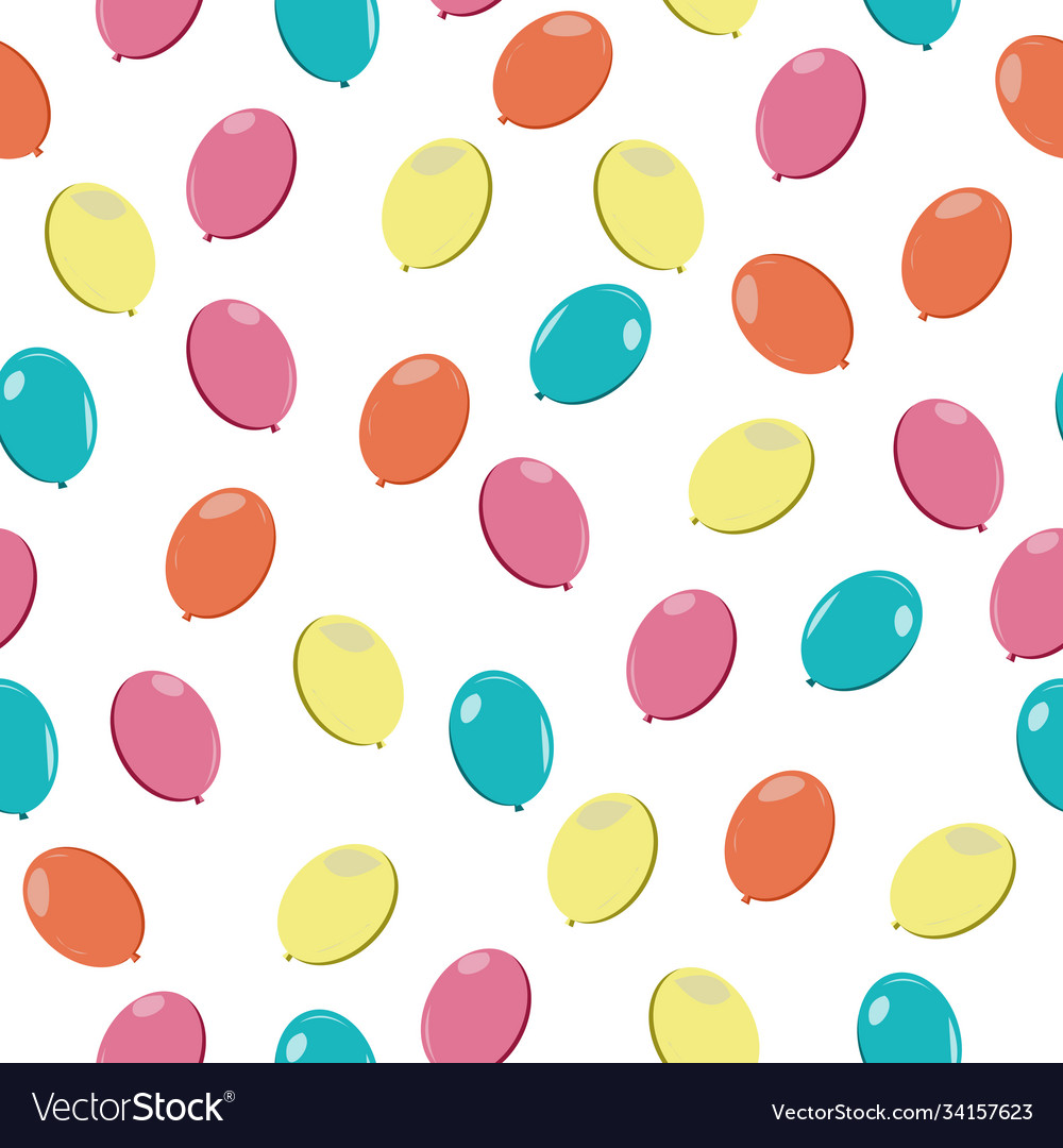 Seamless pattern with balloons in different colors