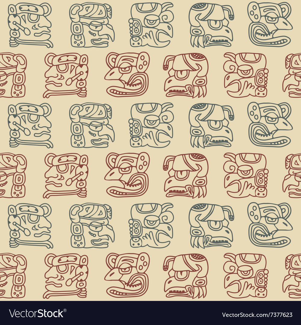 Seamless pattern with glyphs of the maya periods