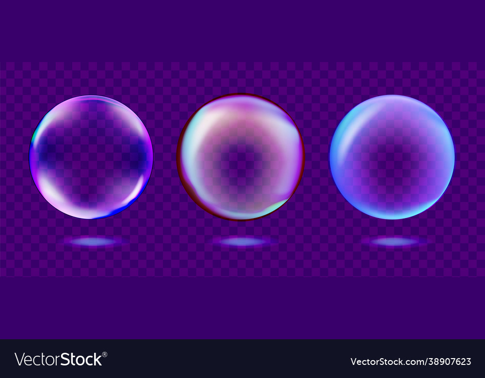 Soap bubble set in realistic style isolated