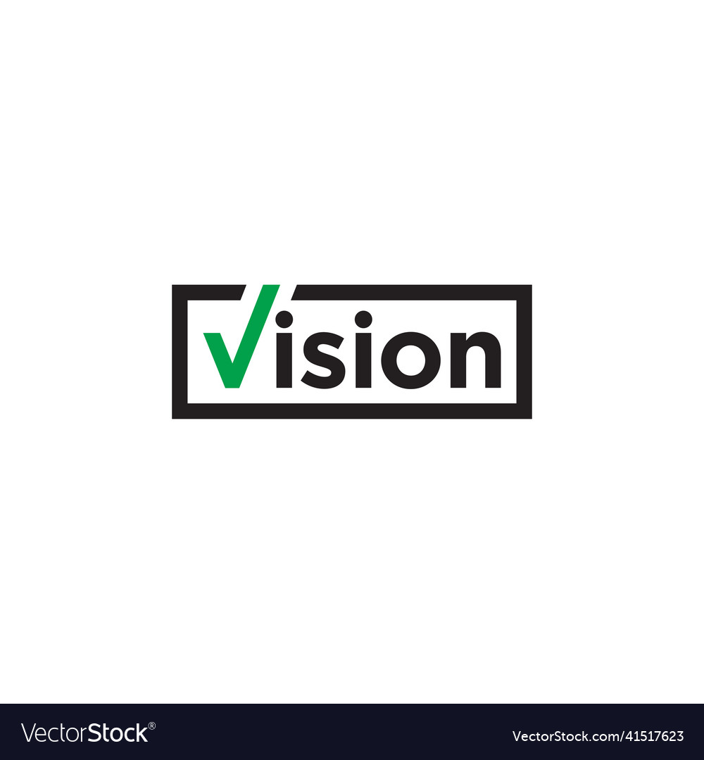 Text vision with checkmark design Vector Image Text vision with checkmark design