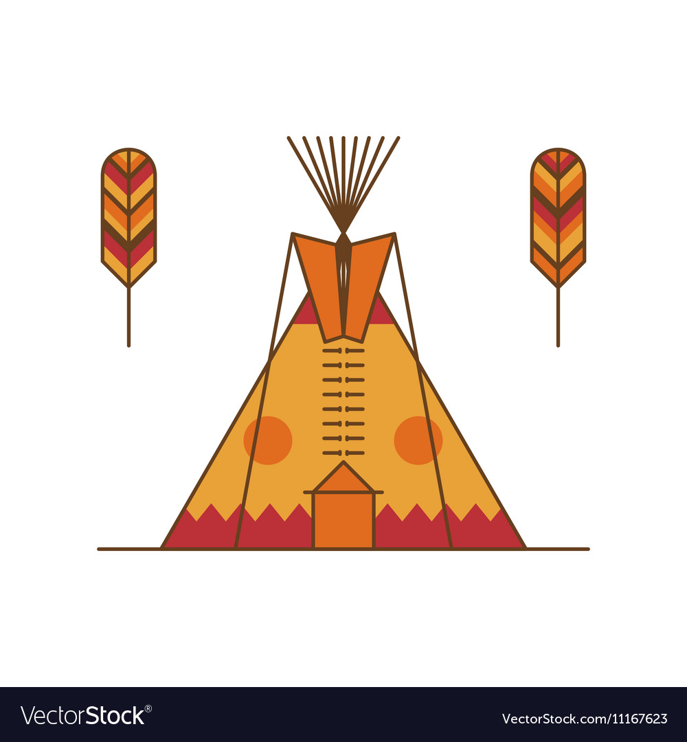 Traditional native american tipi and feathers