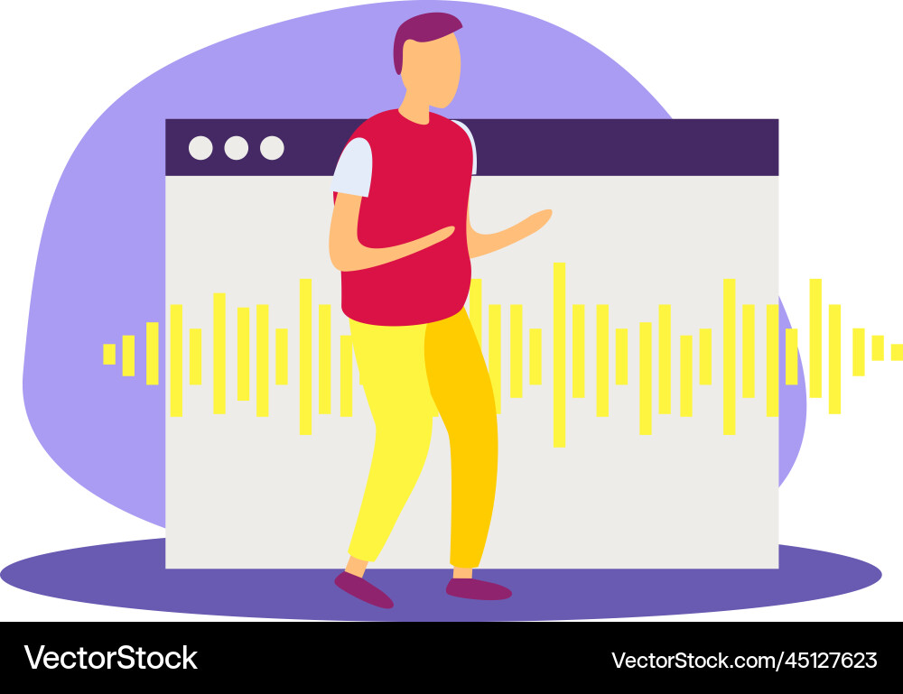 Voice control app composition Royalty Free Vector Image