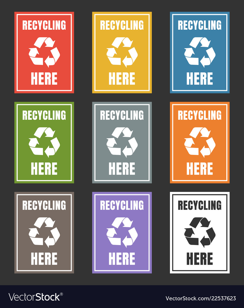 Waste sorting labels set management Royalty Free Vector