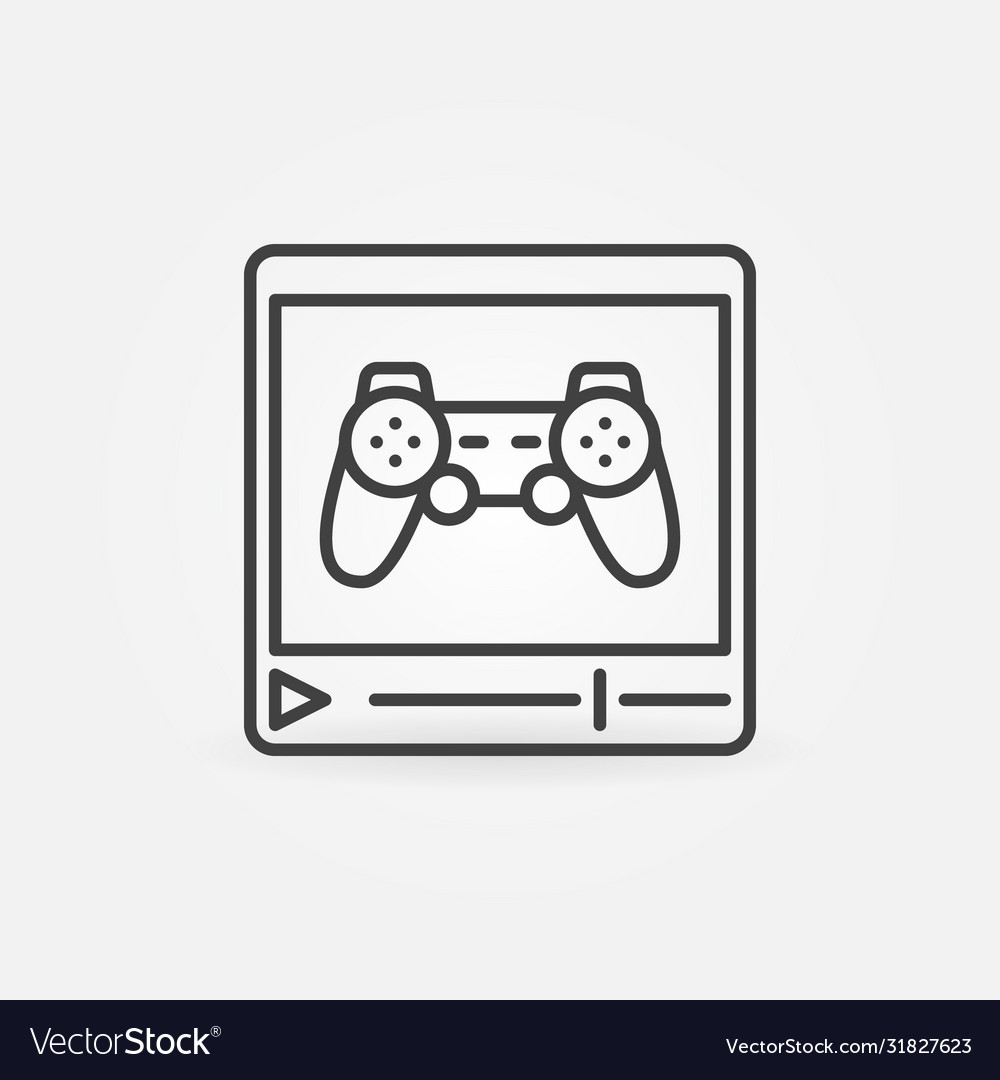 Web video player with gamepad outline icon vector image Web video player with gamepad outline icon