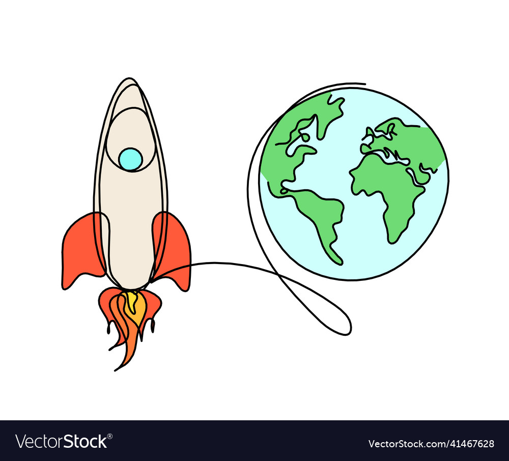 Abstract color rocket with globe as continuous