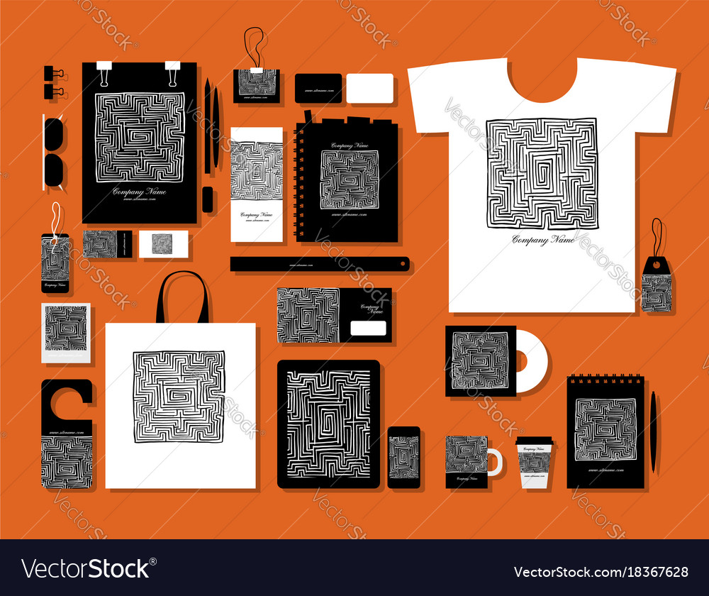 Corporate flat mock-up template labyrinth square